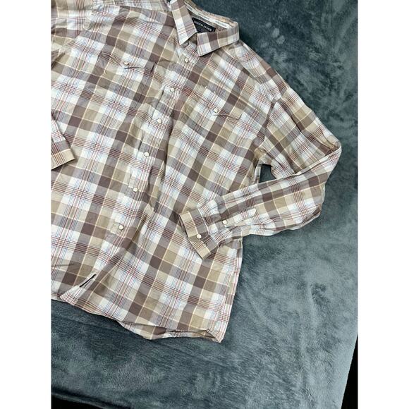 Men's Rough Stock Panhandle Slim Plaid Button Down Shirt Size XL - Excellent - Picture 11 of 11